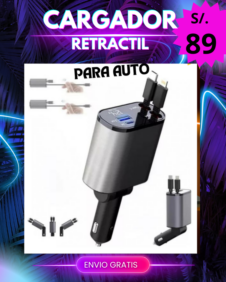 CARGADOR RETRÁCTIL PARA AUTO