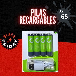 Pilas recargables AAA Pack de 4 unidades Carga tipo C-1000 Ciclos