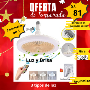 Foco Ventilador de Techo Giratorio 360° 50W Control Remoto
