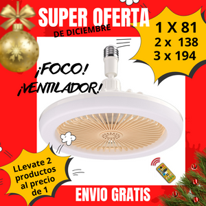 Foco Ventilador de Techo Giratorio 360° 50W Control Remoto